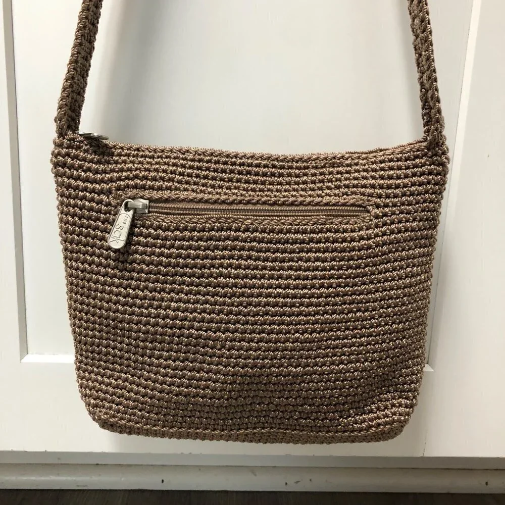 The Sak Knit Crossbody Purse Fabiana Bag Neutral Ton Taupe Tan Chunky Knit Beige
